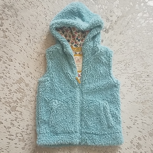 Mini Boden Other - Mini Boden Sherpa Shaggy Faux Fur Vest Hooded